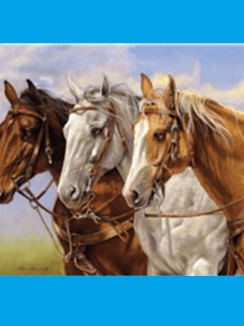 Horse Scene Cutting Board 16" wide x 12" tall Tempered Glass Cutting Board 788-C